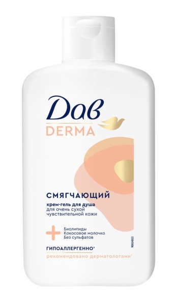 Изображение товара Крем-гель для душа Дав Derma гипоаллергенный смягчающий 280мл Крем-гель для душа Дав Derma гипоаллергенный смягчающий 280мл фотография