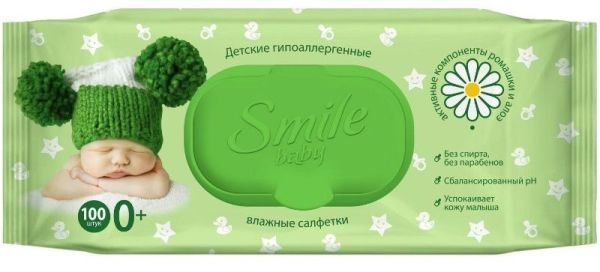 Изображение товара Влажные салфетки Smile Baby Фитолиния с клапаном №100 Влажные салфетки Smile Baby Фитолиния с клапаном №100 фотография