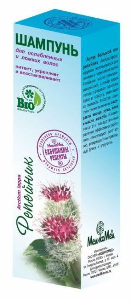 Бабушкины рецепты шампунь Репейник для ослабленных и ломких волос 250мл фотография